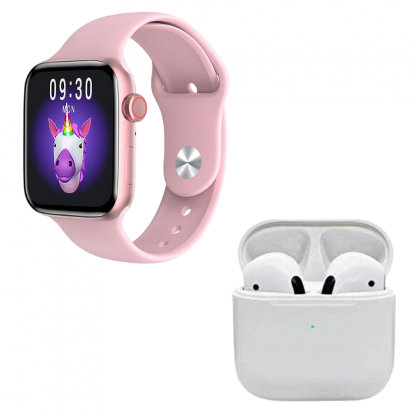 Pembe Akıllı Saat Pro 5 Beyaz Bluetooth Kulaklık - Resim 2