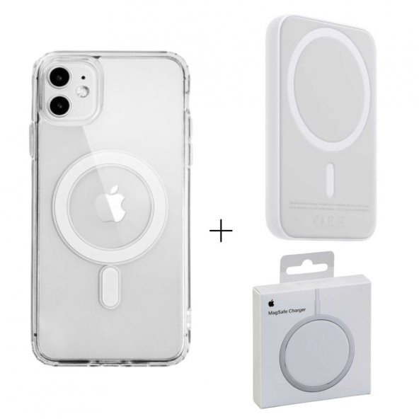 Premium Set iPhone 11 Uyumlu  Magsafe Kılıf Şarj Aleti ve Battery Pack - 2