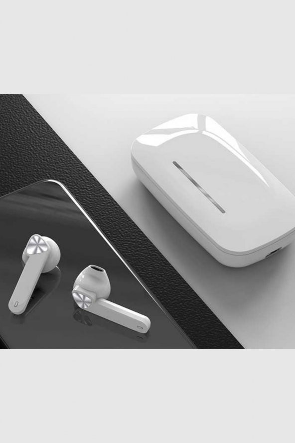 True Wireless Beyaz Kızaklı Bluetooth Kulaklık Version 5.0 Suya Dayanıklı Sürüm
