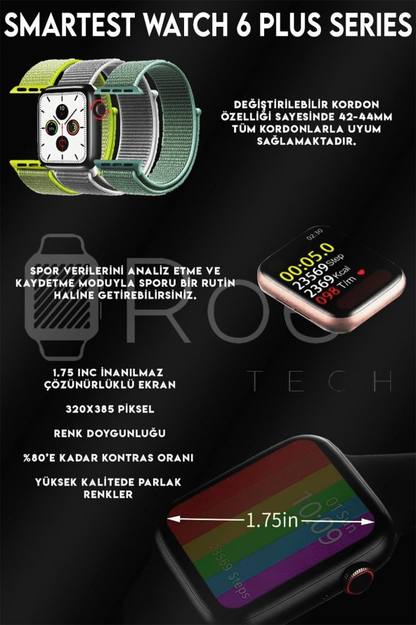 W26+ Watch 6 Plus Yeni Nesil Son Sürüm Yan Tuş Aktif Türkçe Akıllı Saat Gold Renk - Resim 5