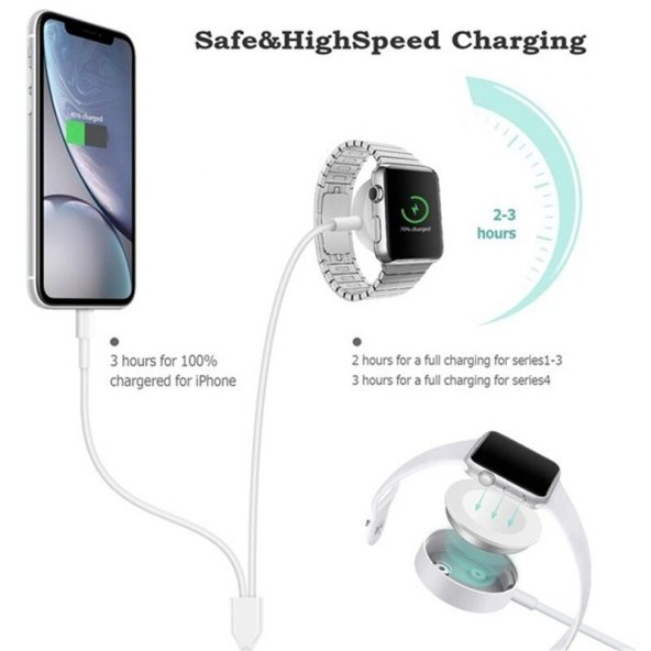 3 in 1 Kablsouz Şarj Deteskli iPhone Watch Uyumlu Hızlı Şarj Destekli Kablo - 4