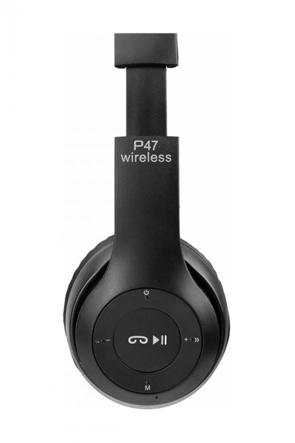 P47 Katlanabilir Bluetooth Kablosuz Kulaklık BT 5.0 Siyah