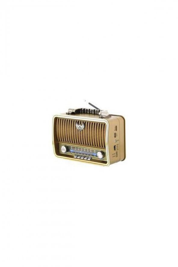 Nostaljik Radyo Müzik Kutusu Şarjlı Bluetooth Usb Sd Mp3 Pg 4401-Açık Kahverengi - 5