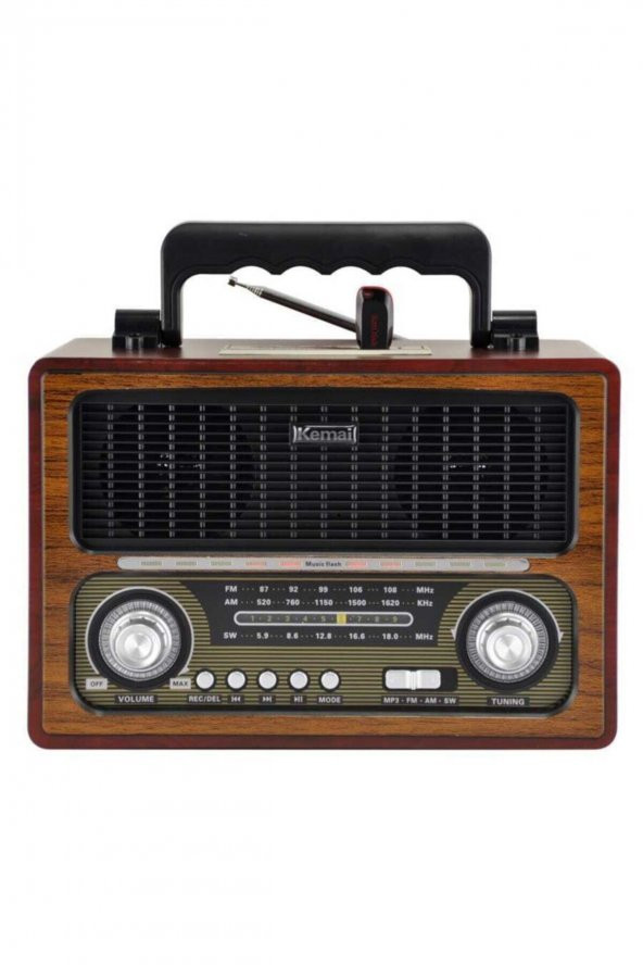 Md-1800bt Bluetooth Mp3/ Fm Radyo/usb /aux/ Hafıza Kartı Desteği Hoparlör Kahverengi - 2