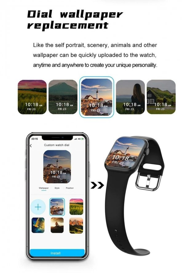 Watch 7 Dt300 Pro Akıllı Saat 2022 Wireless Şarj Nfc B.T 5.2 Pembe - Resim 4