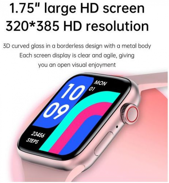 GW67 Plus Series 7 Çift Kordon Modern Titreşim Özelikli Akıllı Saat Pembe ürün görseli