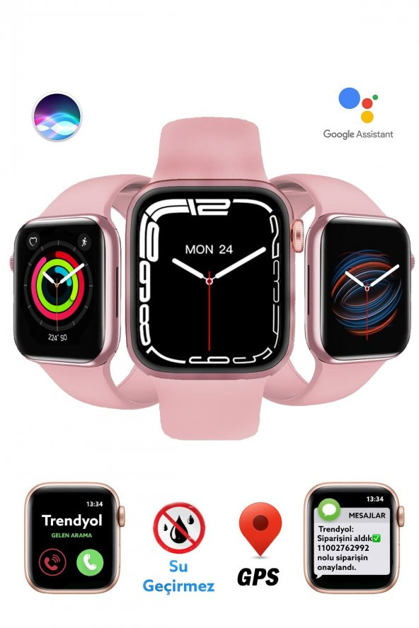 Watch 7 Dt300 Pro Akıllı Saat 2022 Wireless Şarj Nfc B.T 5.2 Pembe