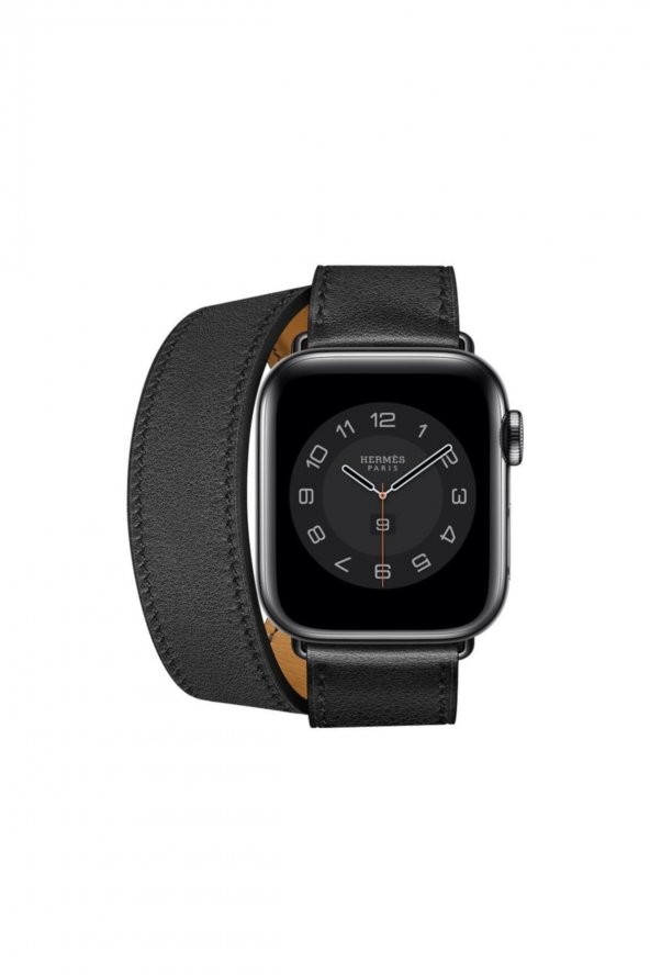 Watch Hermes 44MM Akıllı Saat Siyah Çift Kordon Temizleme Bezi Hediyeli Set ürün görseli