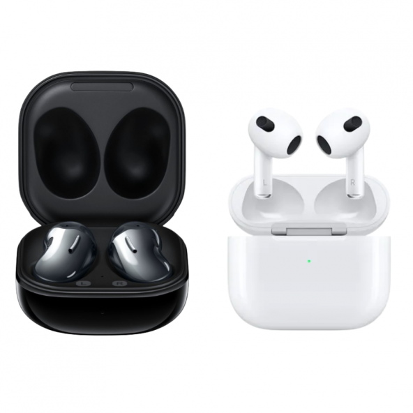Galaxy Uyumlu Buds Live Siyah ve Airpods Uyumlu 3.Nesil Bluetooth Kulaklık - Resim 2