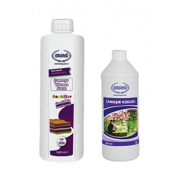 Ersağ Renkliler İçin Çamaşır Yıkama Sıvısı 1000 Ml + Çamaşır Kokusu 500 Ml
