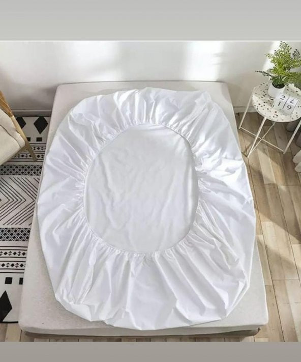 Çift Kişilik Kapıtoneli Fitted Yatak Koruyucu Sıvı Geçirmez Alez  Beyaz 100Pamuklu 160x200Cm Ebat - 2
