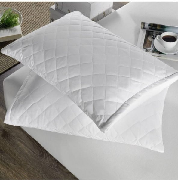 Sıvı Geçirmez Yastık  Alezi  2  Adet  Kapitoneli Fermuarlı  Beyaz  Yastık Koruyucu Kılıfı  Pamuklu 50 x 70 CM - 2