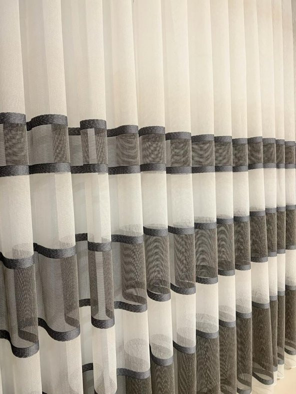 NİVEMESHOME TARENA ANTRASİT 1/3 SIK PİLE TÜL PERDE APM