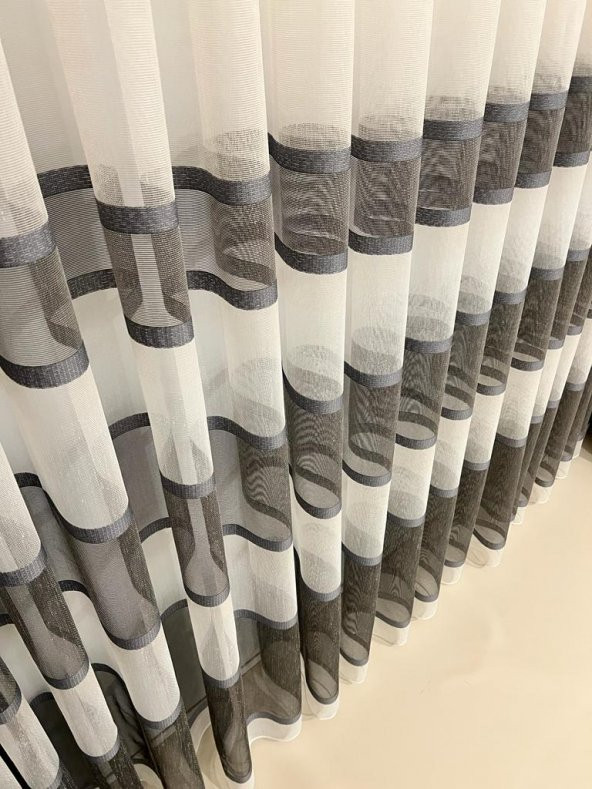 NİVEMESHOME TARENA ANTRASİT 1/3 SIK PİLE TÜL PERDE APM - 3