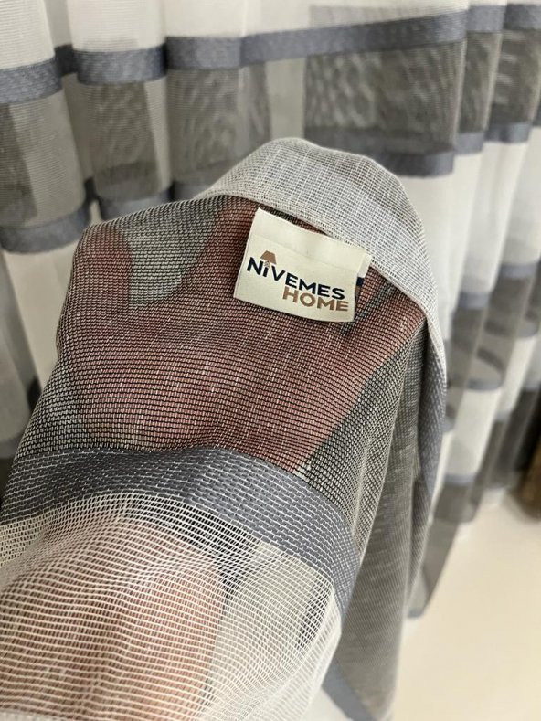 NİVEMESHOME TARENA ANTRASİT 1/3 SIK PİLE TÜL PERDE APM - 4