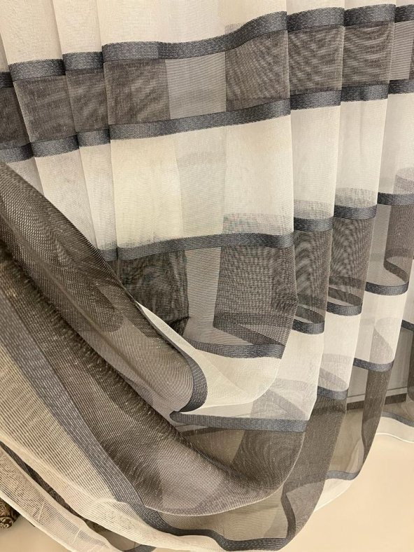 NİVEMESHOME TARENA ANTRASİT 1/3 SIK PİLE TÜL PERDE APM - 5