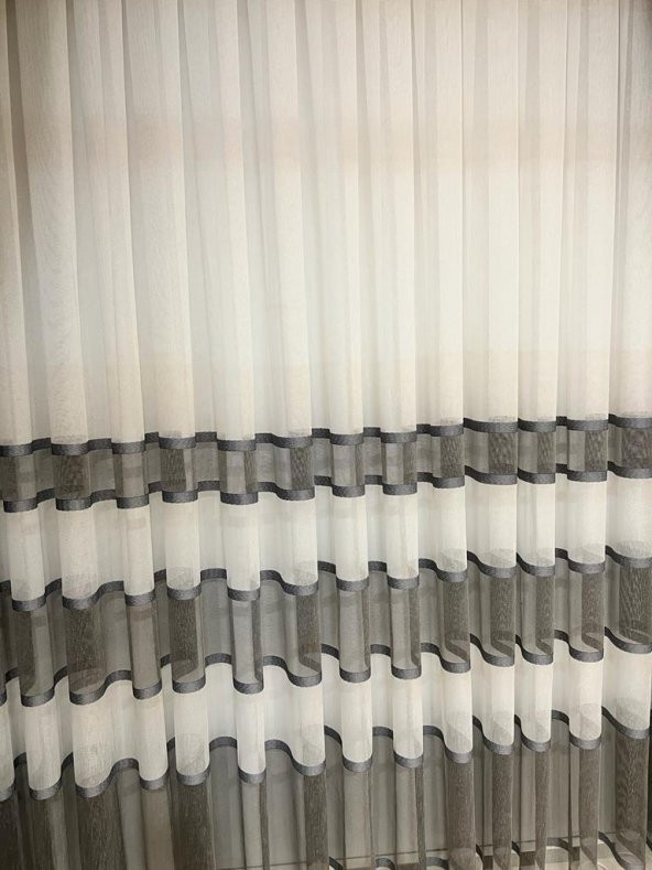 NİVEMESHOME TARENA ANTRASİT 1/3 SIK PİLE TÜL PERDE APM - 6