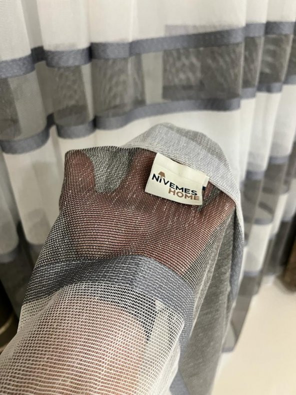 NİVEMESHOME TARENA ANTRASİT 1/3 SIK PİLE TÜL PERDE APM - 7