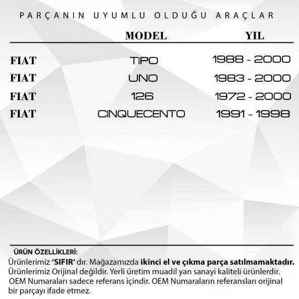 Fiat Tipo, Uno için Çamurluk Sinyal Lambası - 2