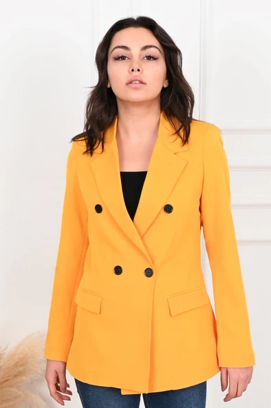 Kadın Astarlı Büyük Beden Blazer Ceket 0101-1 - 3