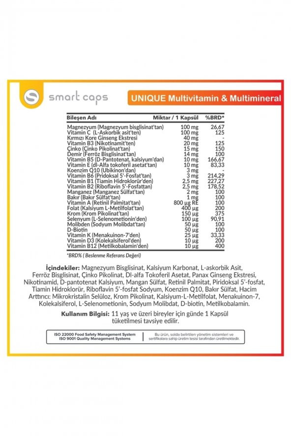 SmartCaps Unique Multivitamin 30 Kapsül - 2