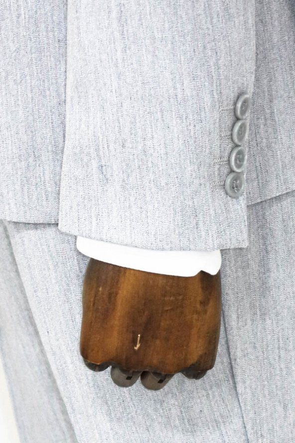 İki Parça Slim Fit Açık Gri Erkek Takım Elbise - 6