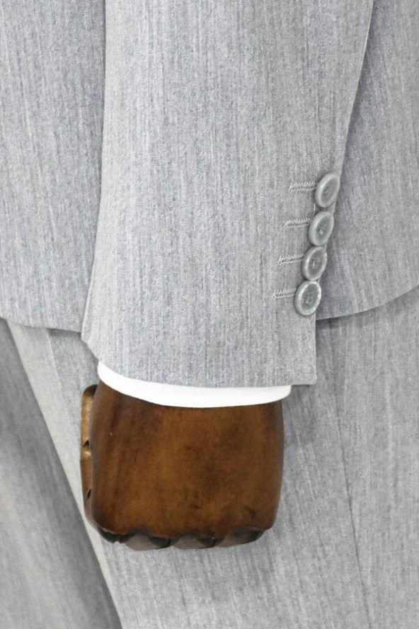 İki Parça Slim Fit Gri Erkek Takım Elbise - 6
