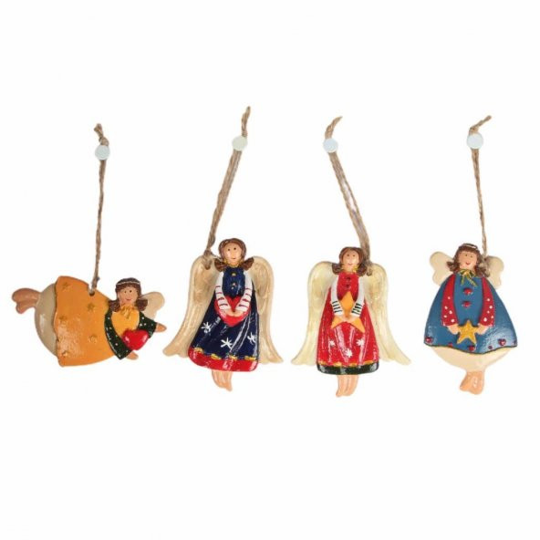 Büyük Boy Polyester Asmalı Melek Figürlü Dörtlü Süs Biblo 20