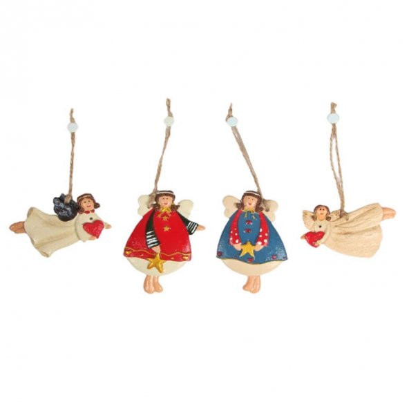 Büyük Boy Polyester Asmalı Melek Figürlü Dörtlü Süs Biblo 19