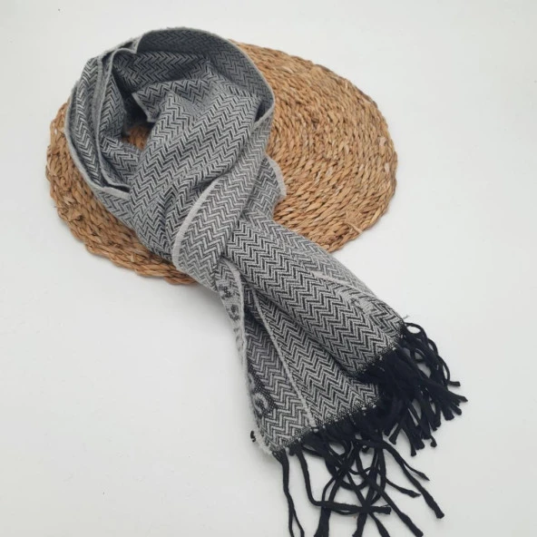 Balık Sırtı Klasik ve Spor Erkek Atkı Açık Gri Renk - 2