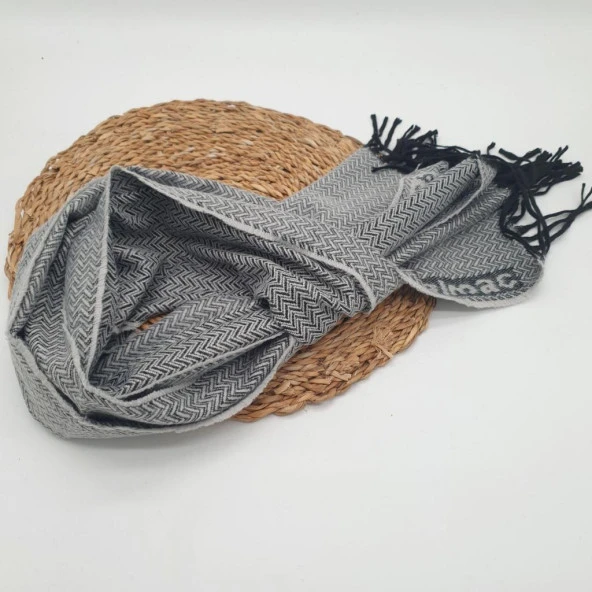 Balık Sırtı Klasik ve Spor Erkek Atkı Açık Gri Renk - 7