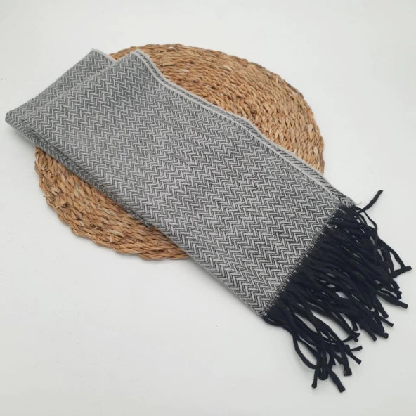 Balık Sırtı Klasik ve Spor Erkek Atkı Açık Gri Renk - 5