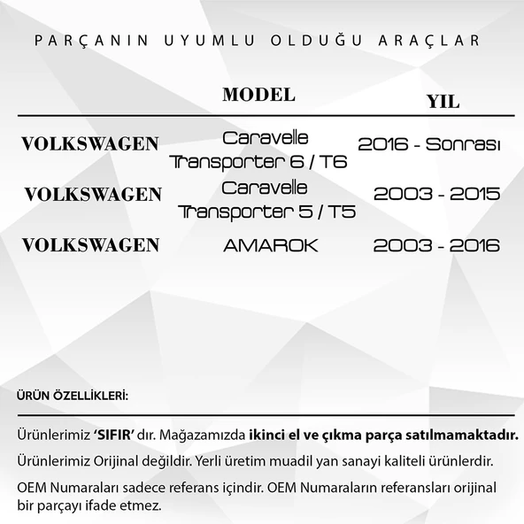 VW Transporter T5 T6 için Yan Ayna İç Demiri Zamak Parçası Kolu - 2