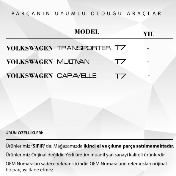 Volkswagen VW Transporter T7, Caravelle için Ayna Kolu Sol/Sağ - 2