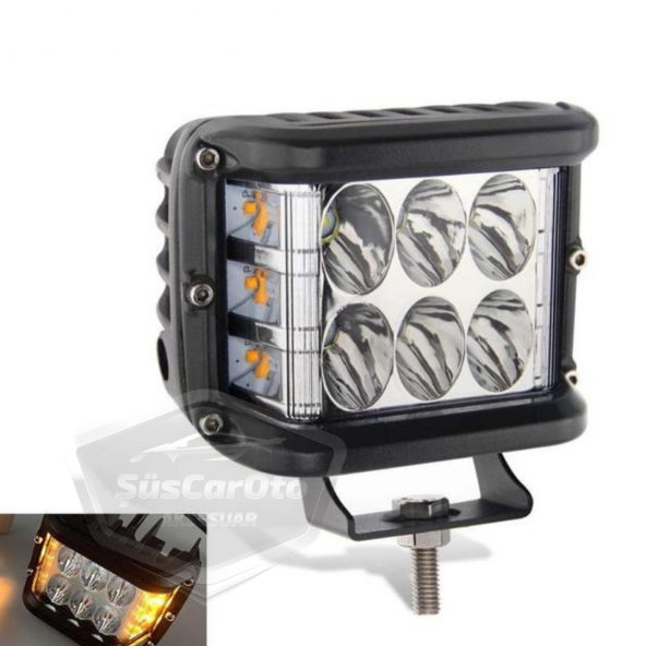 Off Road Led Lamba Delici Yayıcı Beyaz Turuncu Flaşlı Kare Sis Farı Projektör 45W 12 Led Metal Arazi Çalışma Lambası 1 Adet - 4