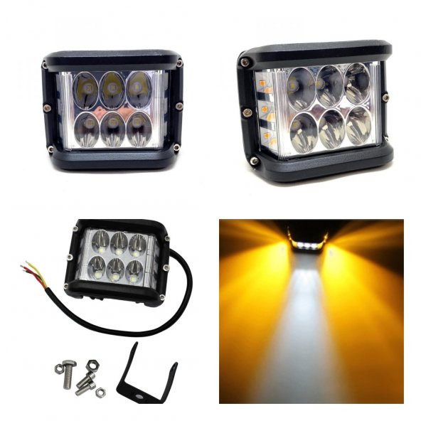 Off Road Led Lamba Delici Yayıcı Beyaz Turuncu Flaşlı Kare Sis Farı Projektör 45W 12 Led Metal Arazi Çalışma Lambası 1 Adet - 6