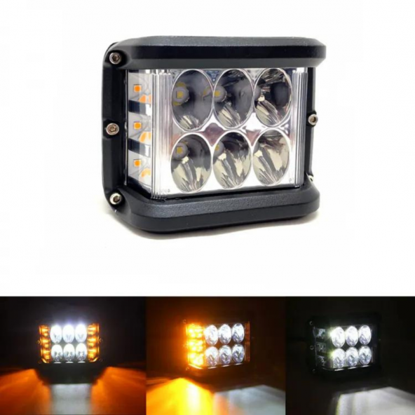 Off Road Led Lamba Delici Yayıcı Beyaz Turuncu Flaşlı Kare Sis Farı Projektör 45W 12 Led Metal Arazi Çalışma Lambası 1 Adet - 7