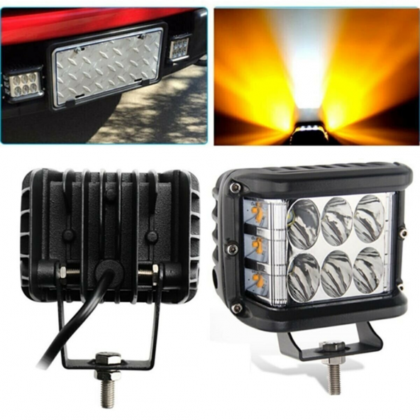 Off Road Led Lamba Delici Yayıcı Beyaz Turuncu Flaşlı Kare Sis Farı Projektör 45W 12 Led Metal Arazi Çalışma Lambası 1 Adet - 9