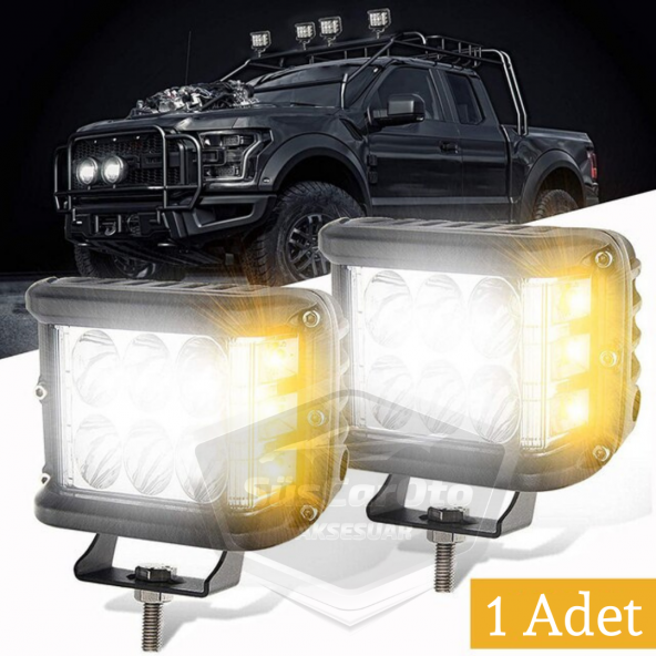 Off Road Led Lamba Delici Yayıcı Beyaz Turuncu Flaşlı Kare Sis Farı Projektör 45W 12 Led Metal Arazi Çalışma Lambası 1 Adet - 10