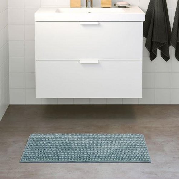 Banyo Paspası Çizgili-Mavi Renk MeridyenDukkan 50x80 Cm Mikrofiber - Yumuşak Paspas - 2