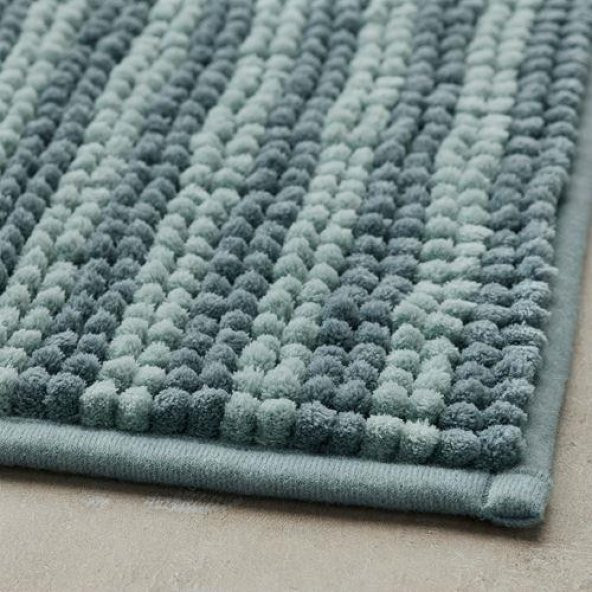 Banyo Paspası Çizgili-Mavi Renk MeridyenDukkan 50x80 Cm Mikrofiber - Yumuşak Paspas - 3