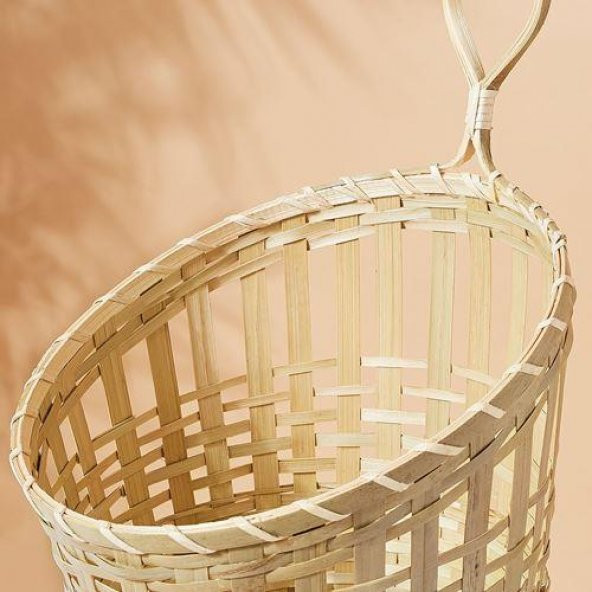 2'li Set Bambu Sepet Asılabilir Düzenleyici MeridyenDukkan 20x57x20 Cm Natürel Sepet-Kutu - 2