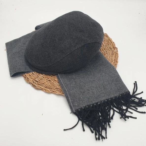 Füme Renk Kasket  Ve Atkı İkili Takım - 2