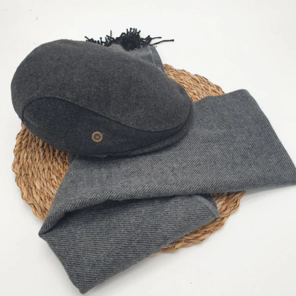 Füme Renk Kasket  Ve Atkı İkili Takım - 4