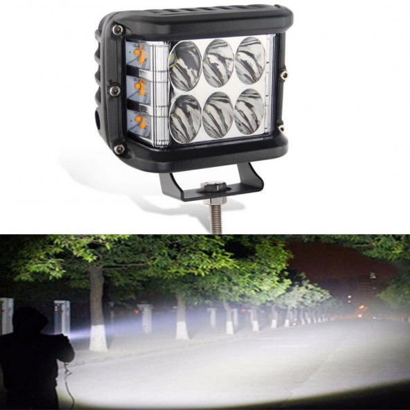 Off Road Led Lamba Delici Yayıcı Beyaz-Beyaz Flaşlı Kare Sis Farı Projektör 45W 12 Led Metal Arazi Çalışma Lambası 1 Adet - 5
