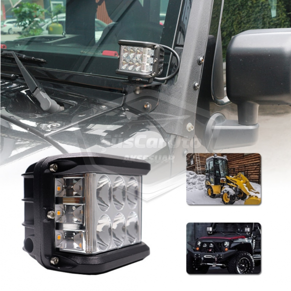 Off Road Led Lamba Delici Yayıcı Beyaz-Beyaz Flaşlı Kare Sis Farı Projektör 45W 12 Led Metal Arazi Çalışma Lambası 1 Adet - 6