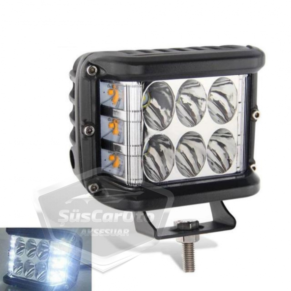 Off Road Led Lamba Delici Yayıcı Beyaz-Beyaz Flaşlı Kare Sis Farı Projektör 45W 12 Led Metal Arazi Çalışma Lambası 1 Adet - 7