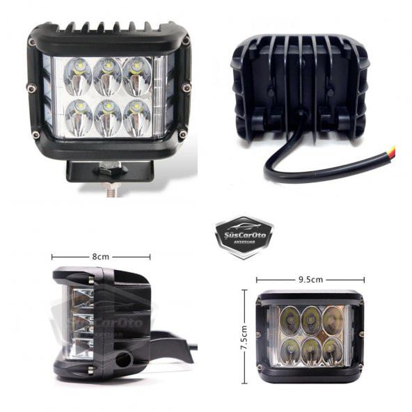 Off Road Led Lamba Delici Yayıcı Beyaz-Beyaz Flaşlı Kare Sis Farı Projektör 45W 12 Led Metal Arazi Çalışma Lambası 1 Adet - 8