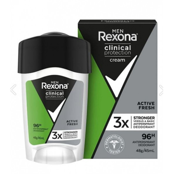 Rexona Men Deodorant Clinical Protection Active Fresh Stick 45 ml 96 Saatlik Terlemeya Karşi Koruma