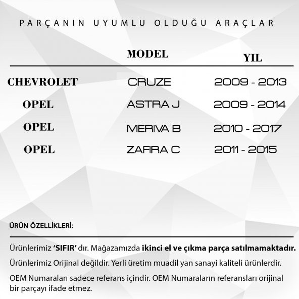 Chevrolet Cruze, Opel Astra J, Meriva B, Zarifa C için Airbag Zemberek - 20817720 - 2